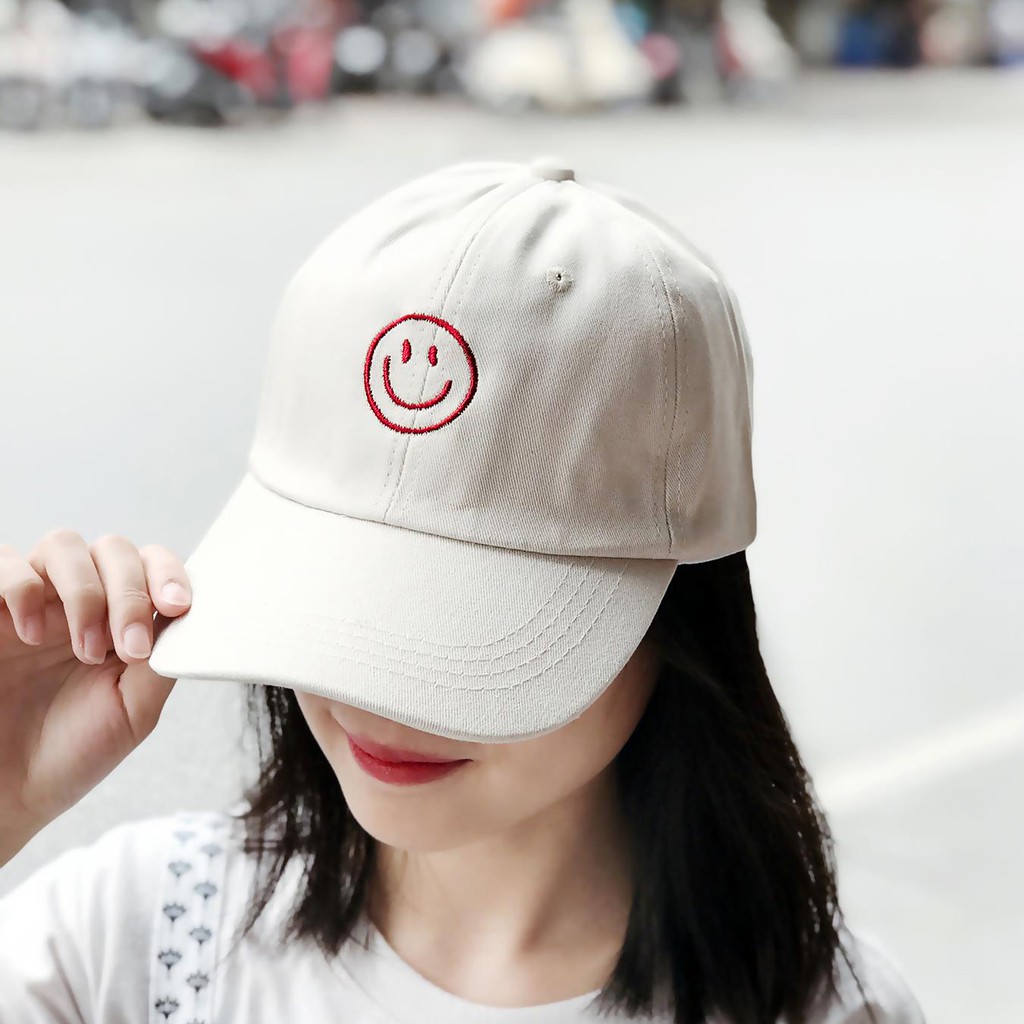 Nón kết màu trắng thêu logo Smile phong cách Hàn Quốc - Mũ Lưỡi Trai MT179