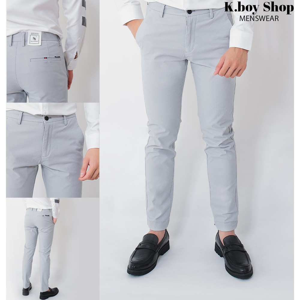 Quần Tây Nam Trơn Cotton Công Sở Cao Cấp Ống Suông Dáng Ôm Vải Co Giãn Tốt (9062)CTJ-216