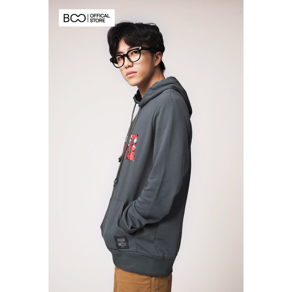 Áo Hoodie Nỉ Có Mũ Nam Nữ Unisex BOO Dáng Basic Cơ Bản In Graphic Logo Marvel Cao Cấp Màu Ghi