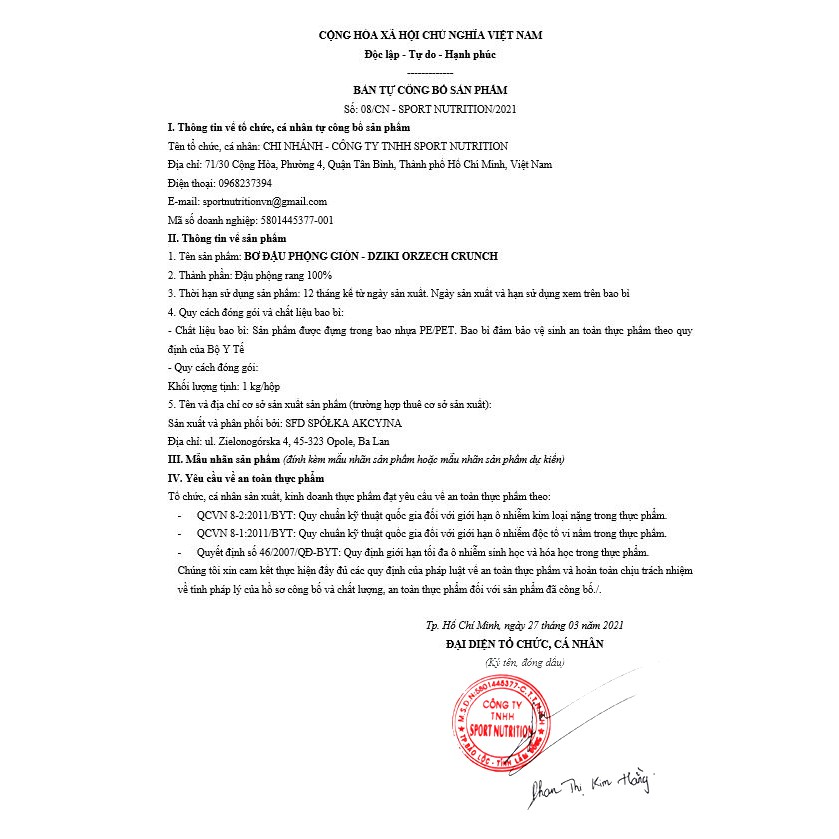 SFD - Bơ Đậu Phộng Ăn Kiêng Nguyên Hạt 1kg - No Add Sugar - No Pam oil