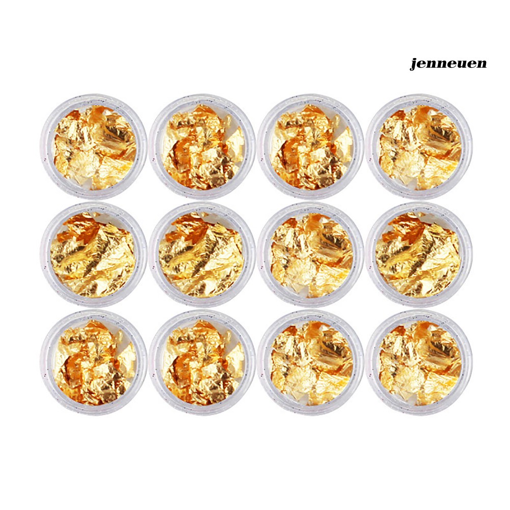 [Hàng mới về] Bộ 12 hộp giấy bạc trang trí móng tay nghệ thuật