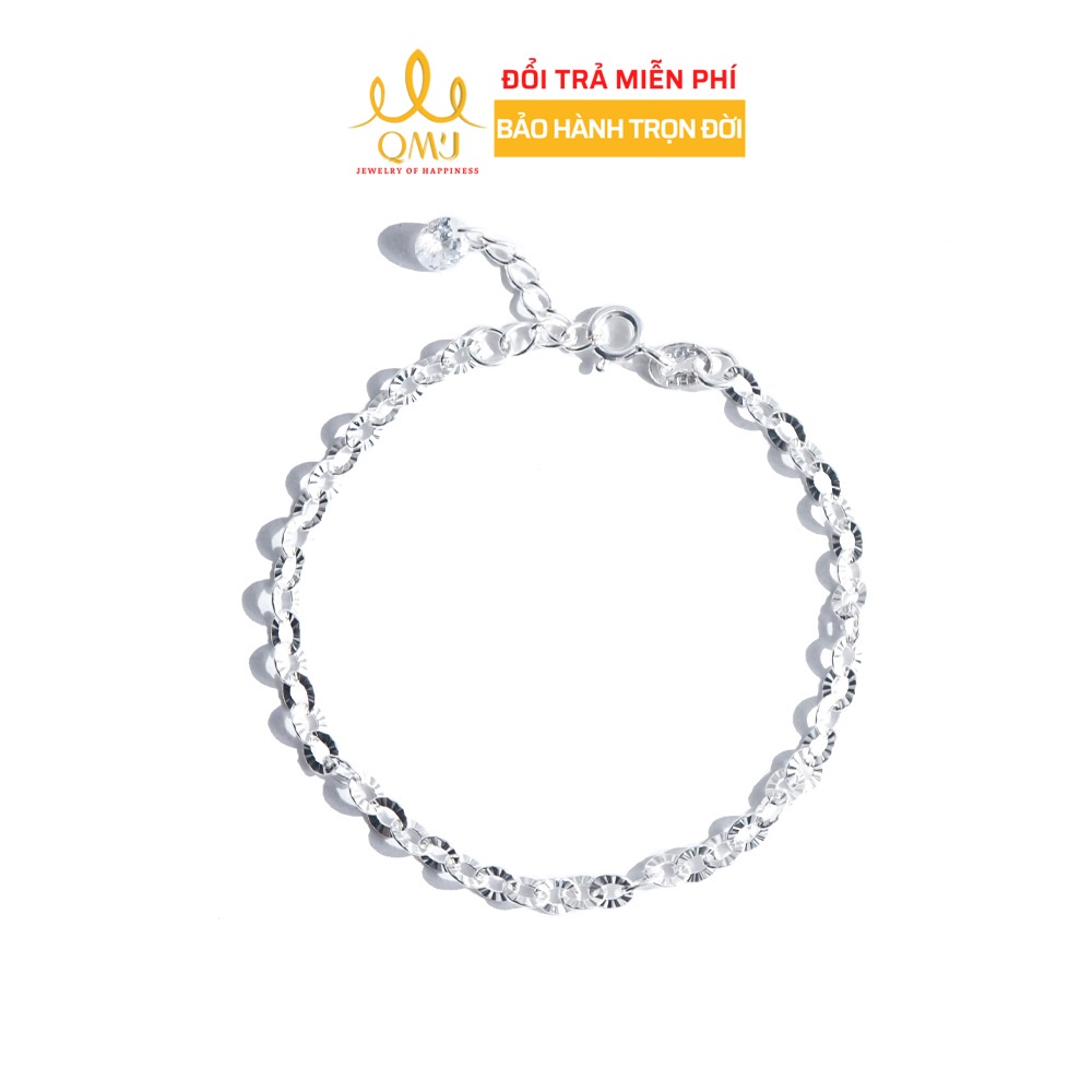 Lắc tay vòng nữ đơn giản cao cấp bạc 925 đẹp QMJ Hoa tròn phay lấp lánh - Q747