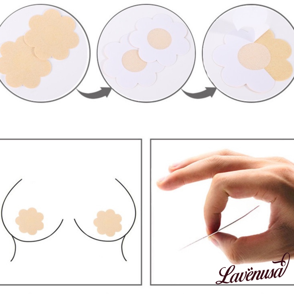 Miếng dán ngực nhũ hoa lụa giấy hình hoa tiện lợi hộp 60 miếng LAVENUSA AL64