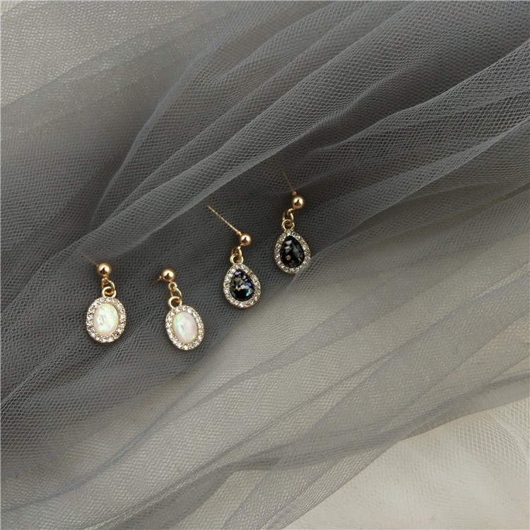 Khuyên tai kẹp không bấm lỗ chốt điều chỉnh K037 bằng hợp kim mạ vàng hình giọt nước đính đá dáng midi Leous Accessories