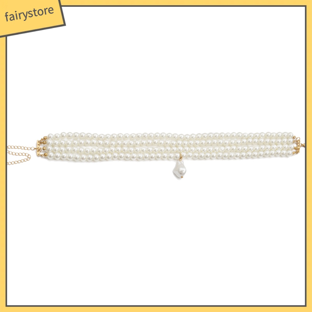 Vòng cổ choker nhiều lớp gắn ngọc trai giả thanh lịch cho nữ