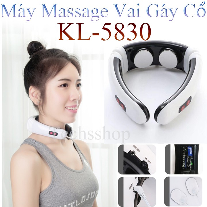 Máy Massage Vai Gáy Cổ Sử Dụng Pin Tiểu 3A - Máy Mát Xa Cổ Kèm 2 Miếng Dán