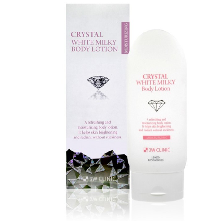 Kem ủ kích trắng da toàn thân 💞𝑭𝒓𝒆𝒆𝒔𝒉𝒊𝒑💖 mỹ phẩm hàn quốc chính hãng 3W CLINIC CRYSTAL WHITE MILKY BODY LOTION