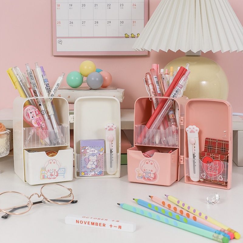Hộp đựng bút để bàn đa năng sức chứa lớn kiểu dáng dễ thương