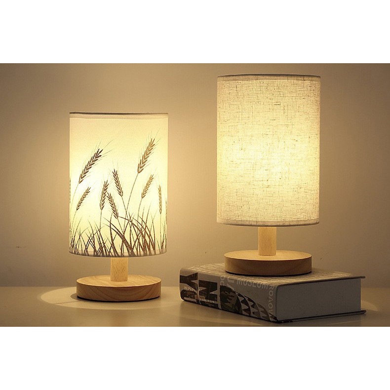 Đèn Ngủ Để Bàn Thân Gỗ, Đèn LED Trang Trí Phòng Ngủ Vintage Đầu Cắm USB Phong Cách Bắc Âu