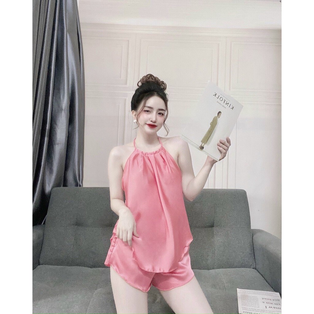 📌sét đồ ngủ📌 áo yếm lụa satin siêu sexy freesize quần đùi | BigBuy360 - bigbuy360.vn
