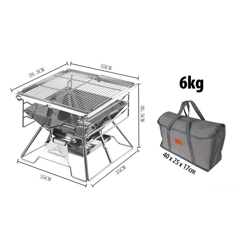 Bếp nướng cắm trại campingmoon campoutvn bếp campingmoon mt2 cắm trại du lịch bếp than nướng inox A249