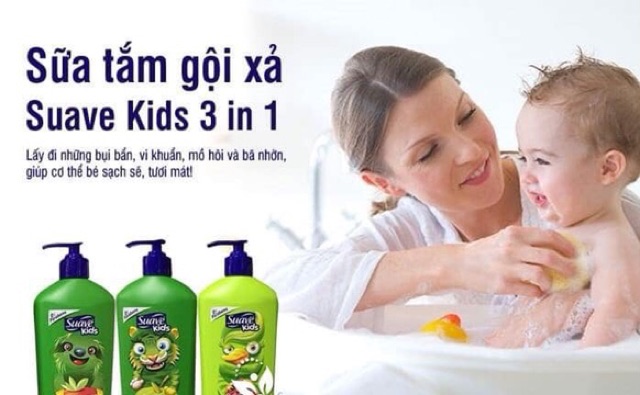 SỮA TẮM GỘI SUAVE KIDS 3 IN 1 532ml cho bé yêu hàng chuẩn USA