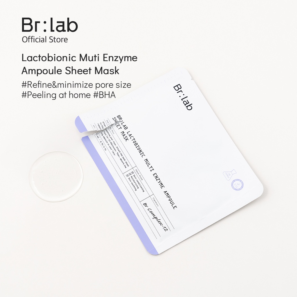 Mặt nạ trắng da Hàn Quốc BR Lactobionic Multi Enzyme Ampoule Sheet Mask 5 miếng BR:LAB