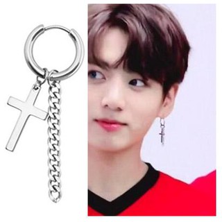 Bông Tai Nam Nữ Hàn Quốc Giả Love Jimin Chéo Bông Tai Đinh