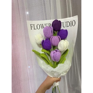 Bó hoa tuylip móc bằng len handmade