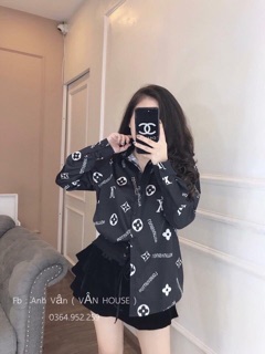 Áo sơ mi họa tiết đen- trắng