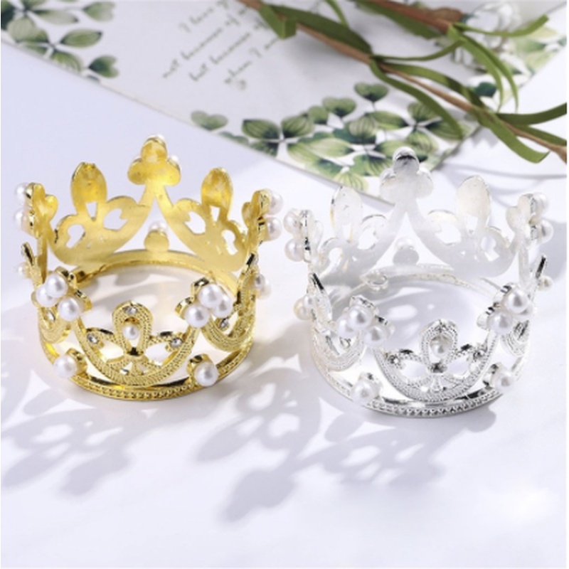 1 Vương Miện Mini Đính Ngọc Trai Trang Trí Bánh Sinh Nhật / Tiệc Cưới