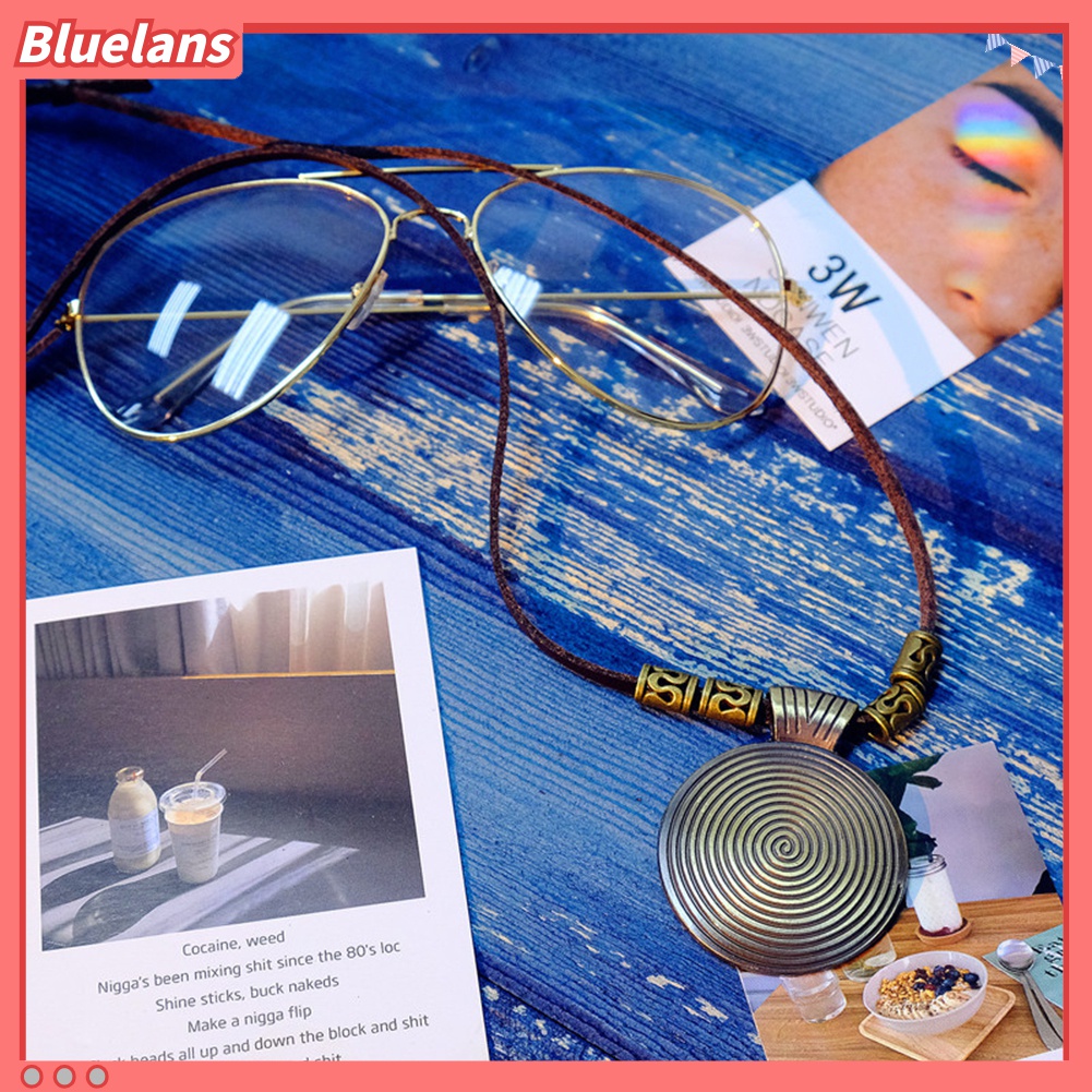 Vòng cổ Giả Da Mặt Tròn Xoắn Ốc Phong Cách Vintage