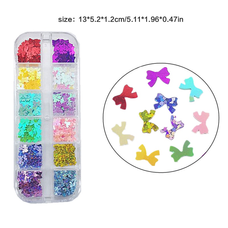 Set 12 Hộp Kim Tuyến Hình Bướm Trang Trí Móng Tay