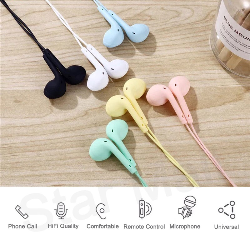 Tai nghe U19 HiFi có dây dài 1.2m màu macaron với âm thanh siêu trầm đa năng cho Android iOS