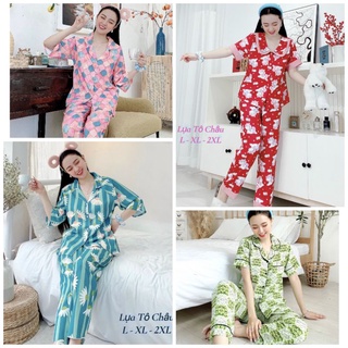 Đồ bộ Pijama Tay ngắn quần dài Lụa Satin Bigsize