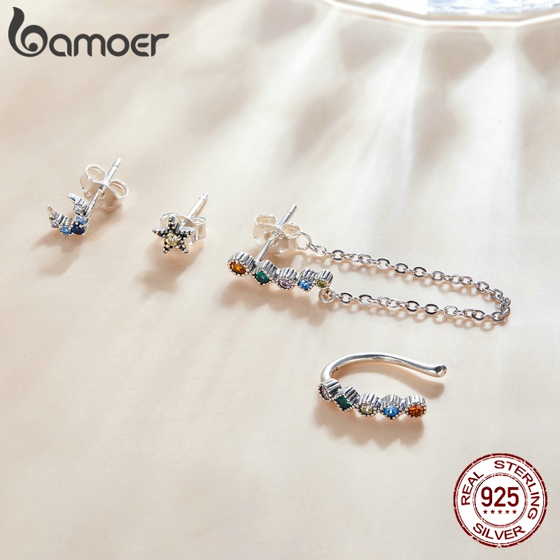 Khuyên tai BAMOER bạc 925 thời trang với nhiều kiểu tùy chọn