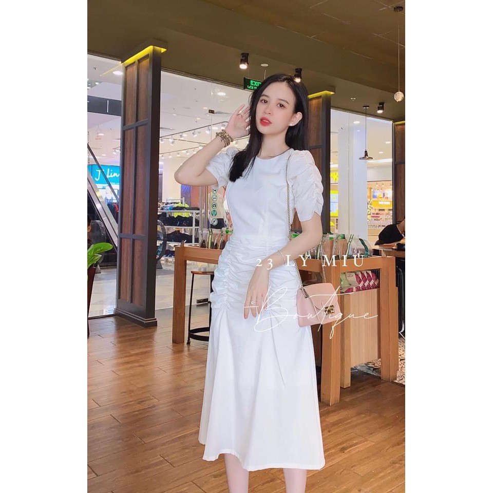 [Mã FAGREEN1505 giảm tới 30K đơn 99K] VÁY A dúm BỤNG TAY DÚM ĐỎ/TRẮNG | BigBuy360 - bigbuy360.vn