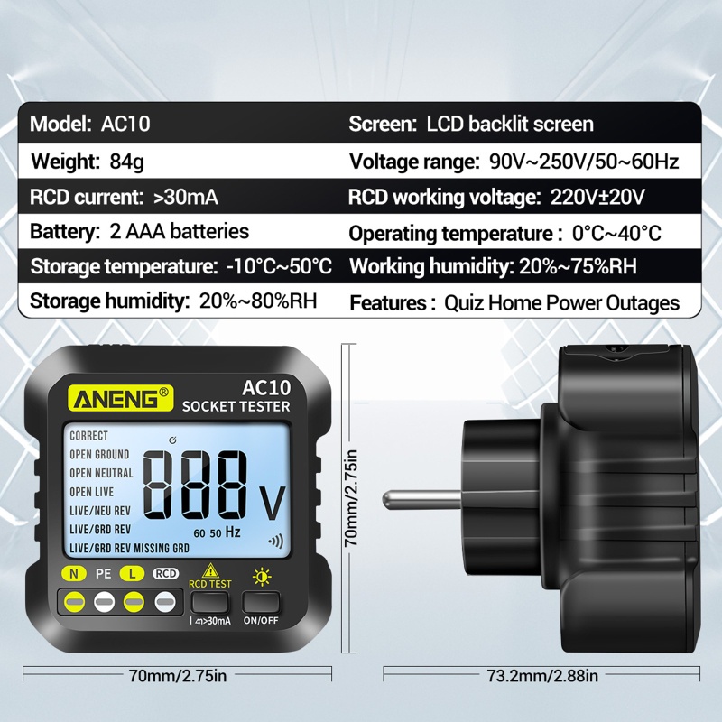 Thiết Bị Kiểm Tra Điện Áp 90-250V / 50-60Hz Chuyên Dụng