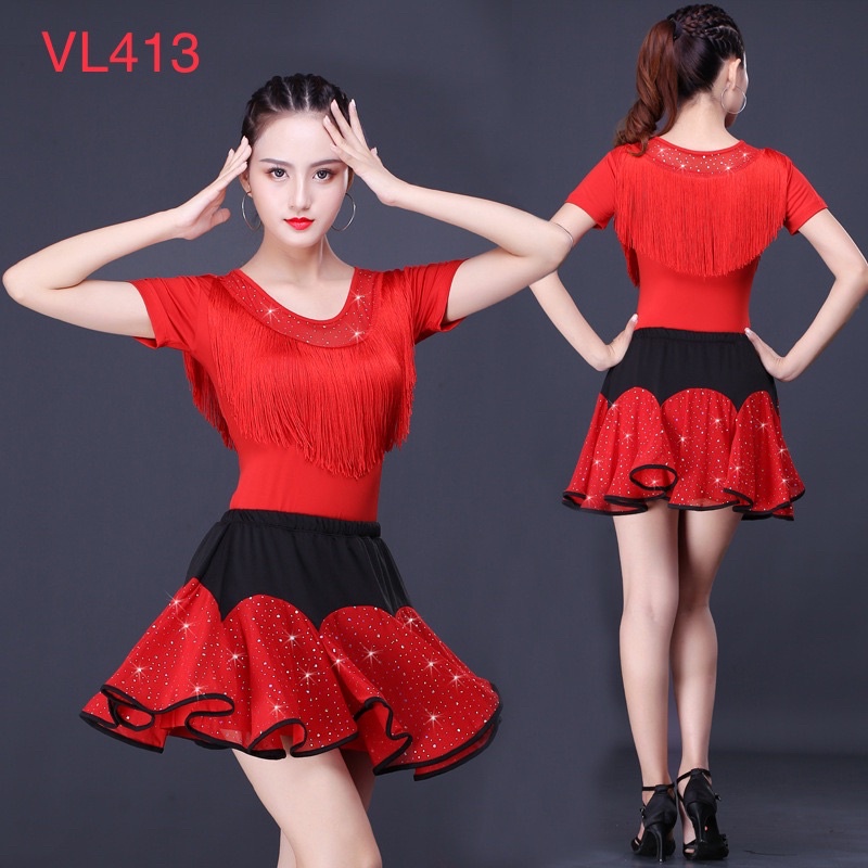 SET ĐẦM KHIÊU VŨ THUN CO GIÃN 4 CHIỀU VL413N