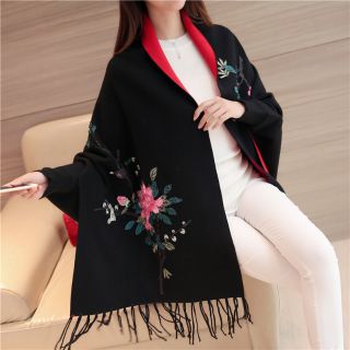 Áo len thêu hoa dạng khăn choàng ALTH99 (HÀNG ORDER 10-15 NGÀY)