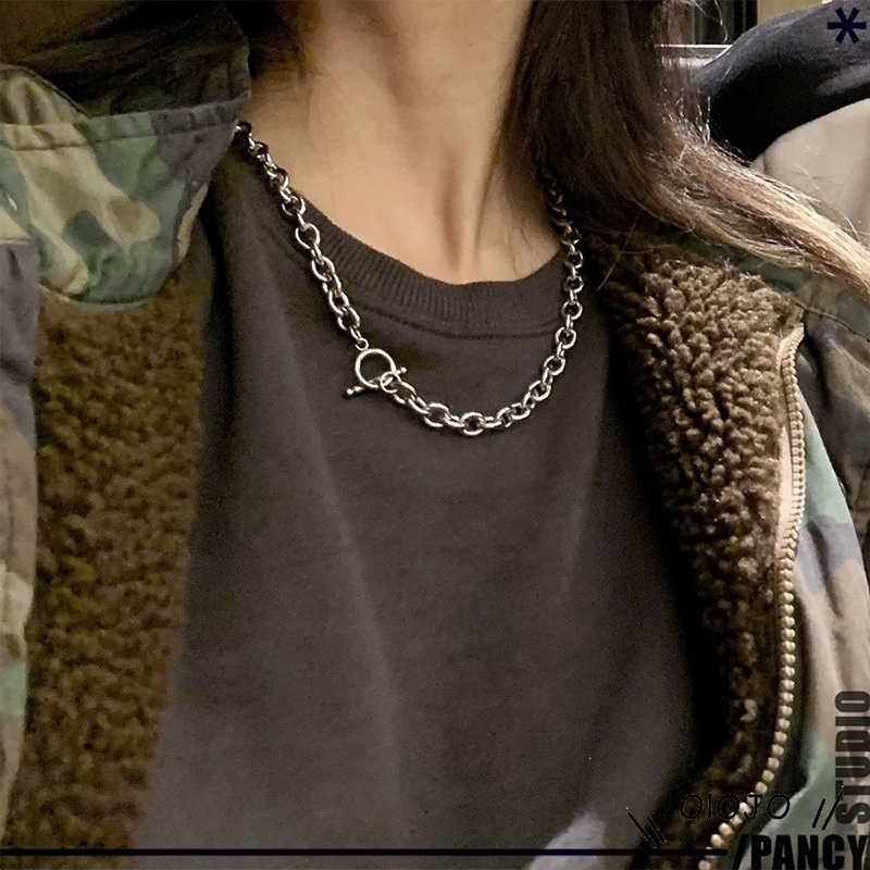 Vòng cổ choker gắn khóa hình chữ Ot thời trang punk Bohemia sành điệu cho nữ