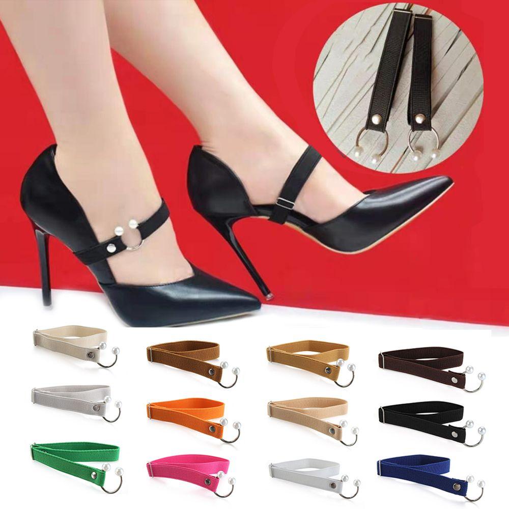 Cặp quai giày cao gót co giãn hình chữ U đính ngọc trai chống trượt nhiều màu tùy chọn