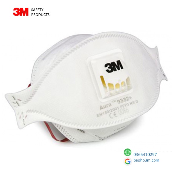 3M 9332+FFP3 [Lẻ]-khẩu trang KF94 có van chống dịch, chống bụi PM2.5 -dùng cho nhân viên y tế & công việc phát sinh bụi