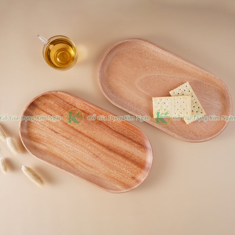 Khay Đĩa Dĩa Oval Bằng Gỗ Tự Nhiên Nguyên Khối, Khay OVal Chén Chấm - CB-KHAYCNOVAL - Gỗ Kim Ngân