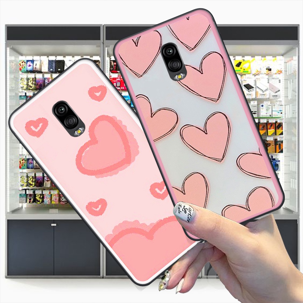 Ốp Samsung J7 Plus / J7 pro / J7+ bộ hình caro trái tim đen trắng hồng bong bóng dễ thương
