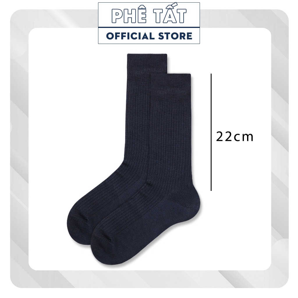 TẤT (VỚ) nam màu đen dệt gân tăm chất liệu cotton mềm mại đi êm chân và thấm hút mồ hôi và kháng khuẩn PHÊ TẤT