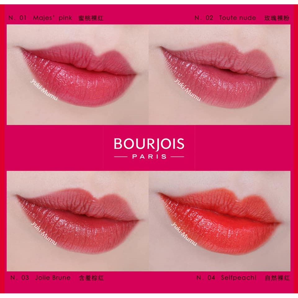 Son Kem Bourjois Rouge Laque 01 Majes'Pink 08 Bloody Berry