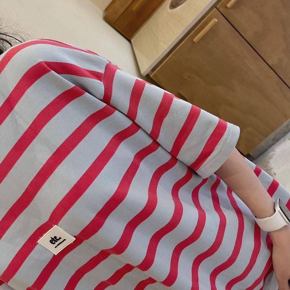 Áo Thun Nữ Tay Ngắn Kẻ Sọc JEM CLOSET Kiểu Dáng Unisex Thấm Hút Mồ Hôi Thoáng Mát BASEUS 10112