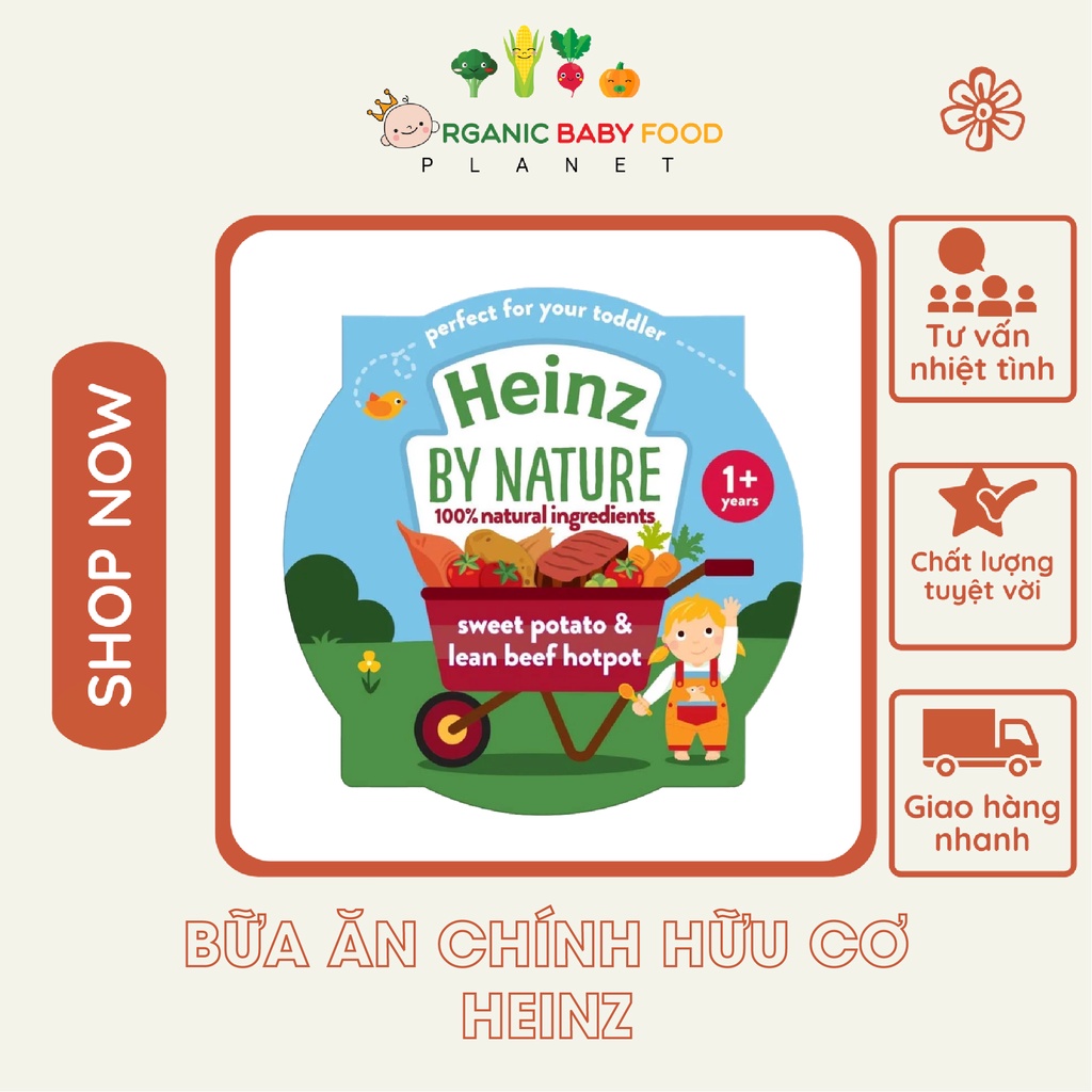 Bữa ăn chính hữu cơ Heinz cho bé 12 tháng tuổi, hộp 230gr