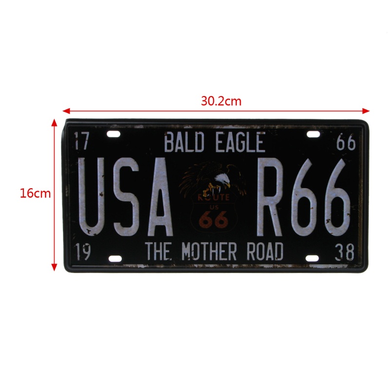 Biển Số Xe Hơi US Route 66 Cr Vintge Plte Metl Wll Crft Phong Cách Retro