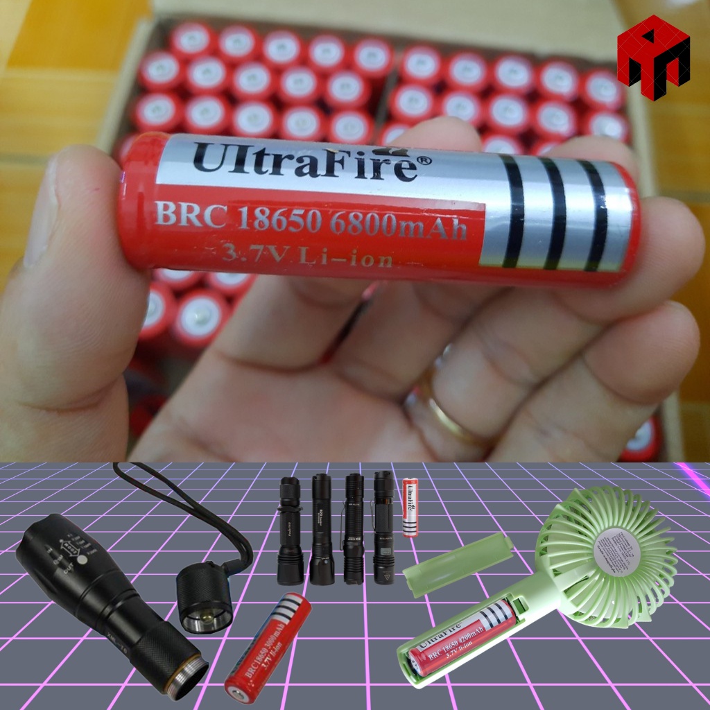 Đang Sale || Sỉ 10 Viên Pin 3.7V Ultrafire Đỏ Dung Lượng 4200mAh - Dùng Cho Quạt Cầm Tay &amp; Đèn Pin.