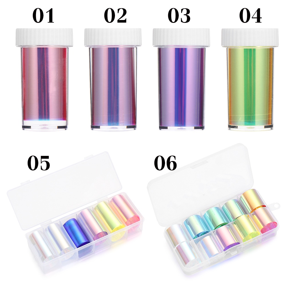 Nhãn Dán Trang Trí Móng Tay Mặt Kính Hình Aurora Màu Holographic DIY