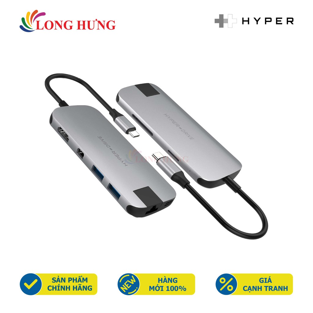 Cổng chuyển đổi HyperDrive Slim 8-in-1 USB-C Hub HD247B - Hàng chính hãng