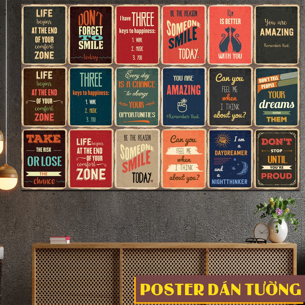 Decal Poster dán tường Vintage Quotes trang trí quán cà phê, trà sữa, nhà ở. MSP: PT-16