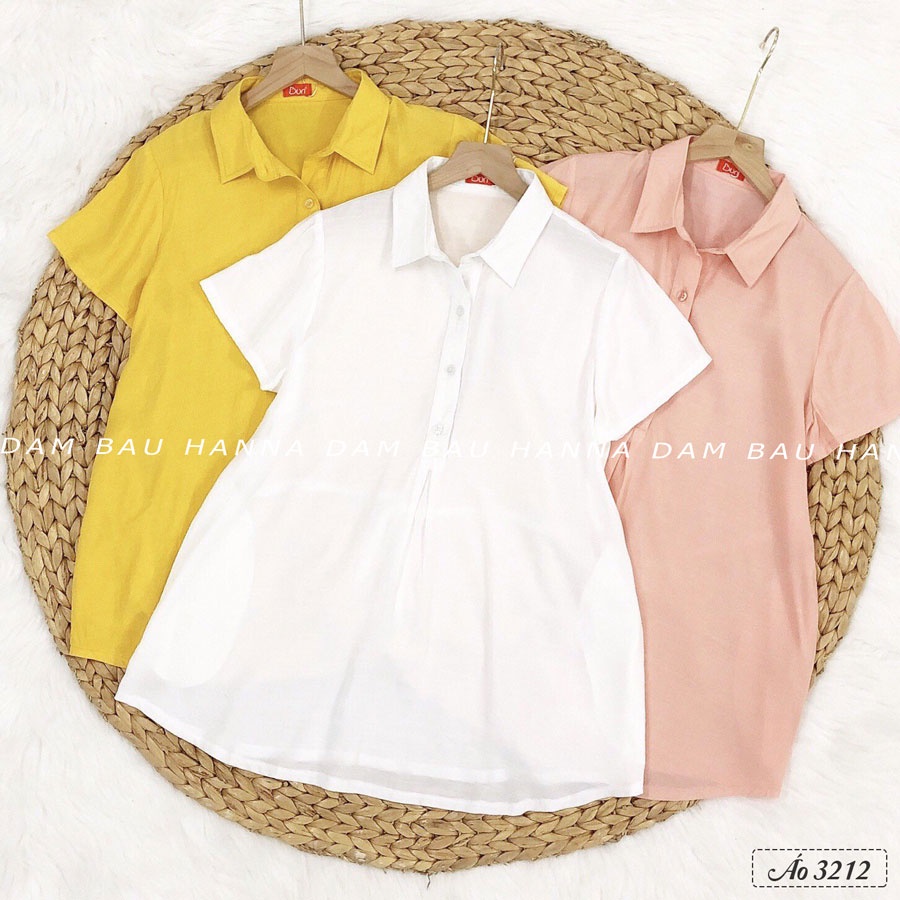 [SIZE 40-80KG] Áo bầu trắng cổ sơ mi công sở vải đũi cao cấp thoáng mát lịch sự 1 lớp độ dày vừa phải có size 80kg