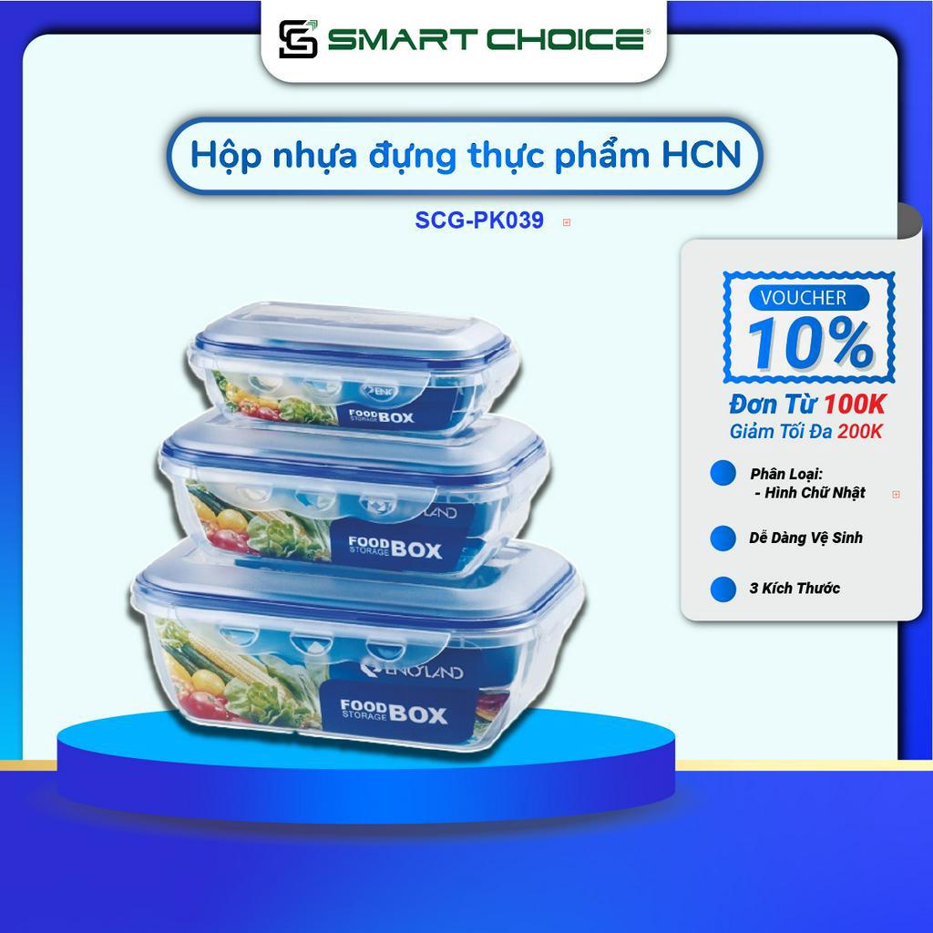 Hộp Nhựa Đựng Thực Phẩm Hình Chữ Nhật SmartChoice Cao Cấp Dày Dặn, Hộp Đựng Đồ Ăn An Toàn Cho Sức Khỏe, Chịu Nhiệt Tốt