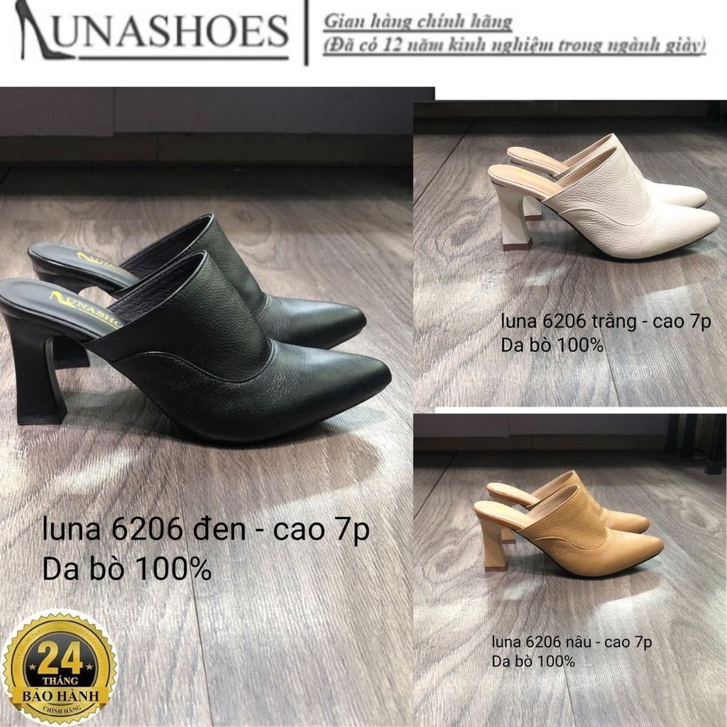 Giày Cao Gót Sục Nữ Da Bò 100% 7p Lunashoes (6206) cao cấp sẵn hàng giầy trung niên nữ