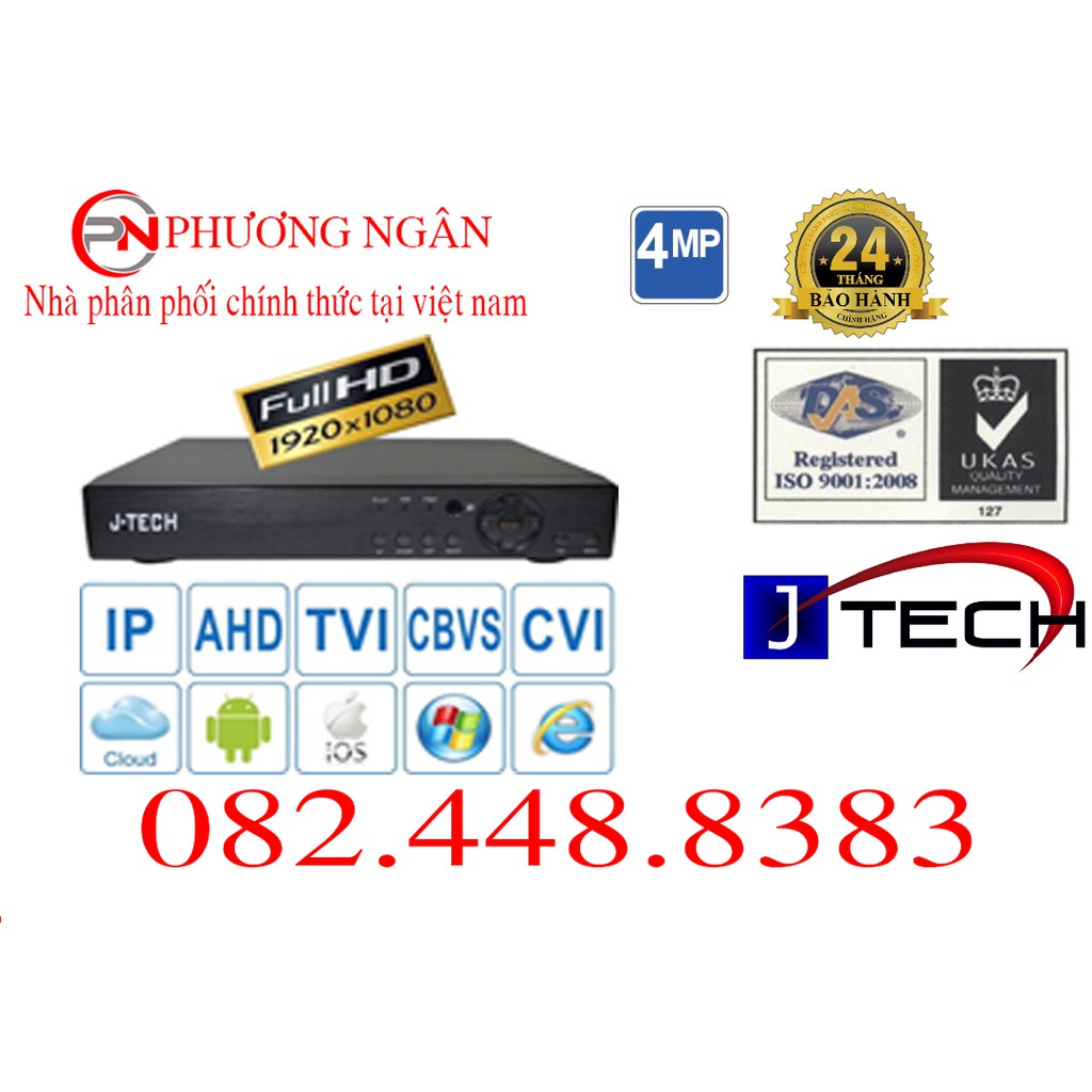 Đầu ghi hình J-TECH HYD4404  4 KÊNH CAMERA ( AHD/TVI/CVI/CBVS/IP) 4MP/H256