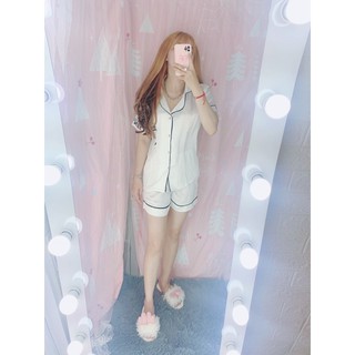 Set pijama trắng dưới 55kg vừa lụa satin