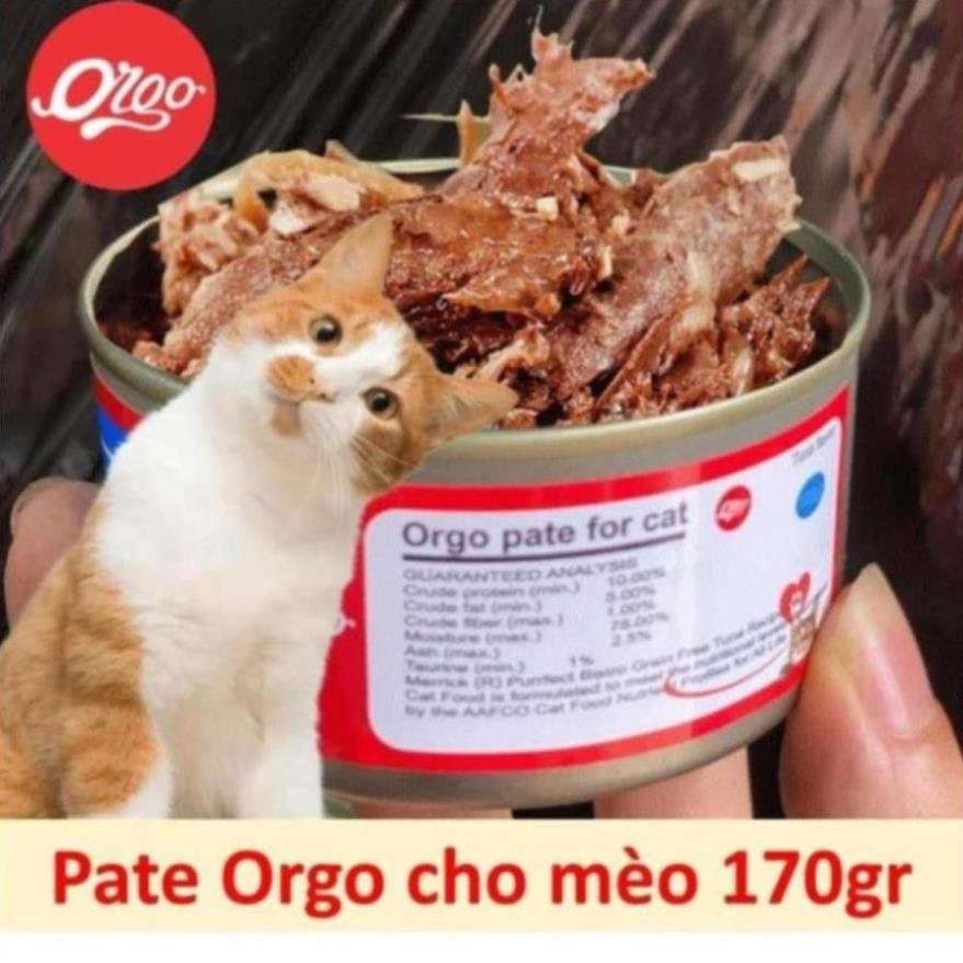 Pate Orgo Lon lớn 170gr tiết kiệm Pate cho mèo Thức ăn ướt dạng mảnh đóng hộp cho mèo thức ăn mèo dạng sốt
